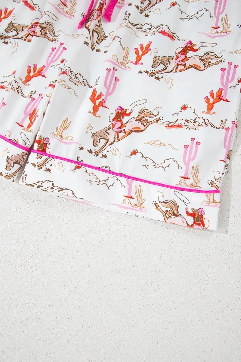 White Western-Themed Sleepwear Set - Love Salve 