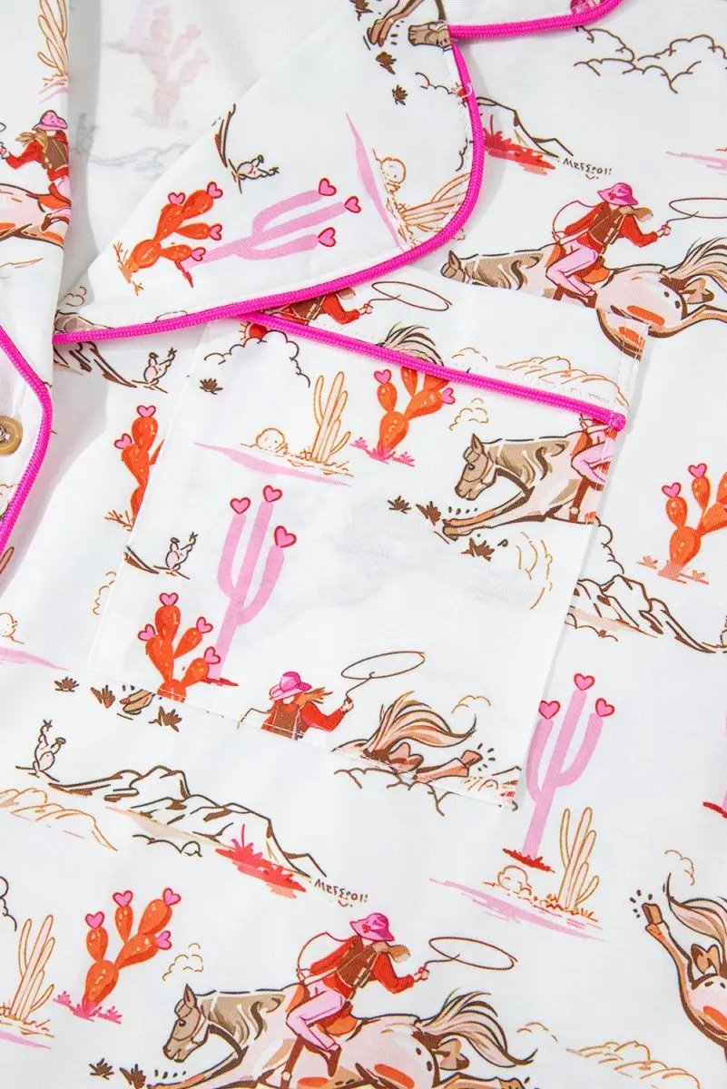 White Western-Themed Sleepwear Set - Love Salve 