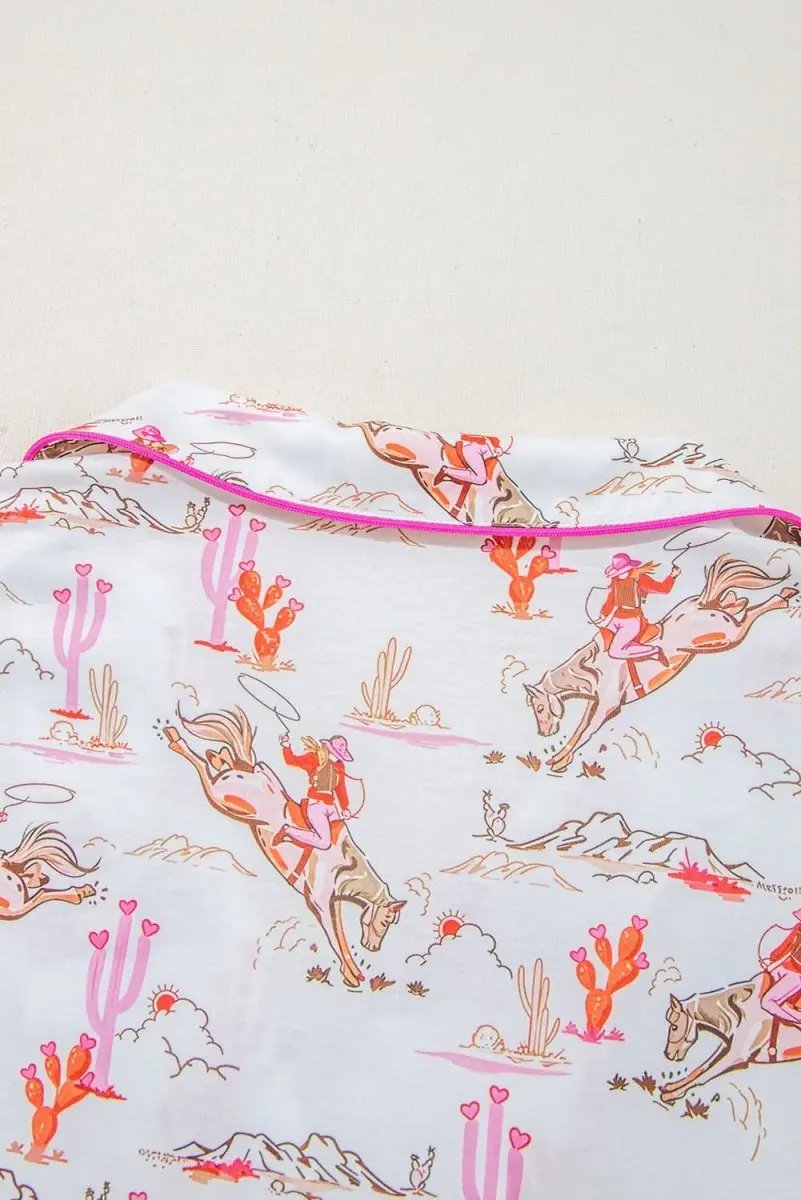 White Western-Themed Sleepwear Set - Love Salve 