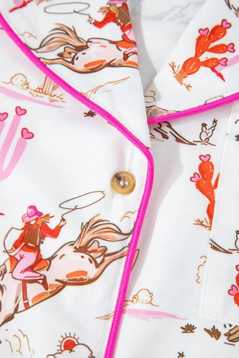 White Western-Themed Sleepwear Set - Love Salve 