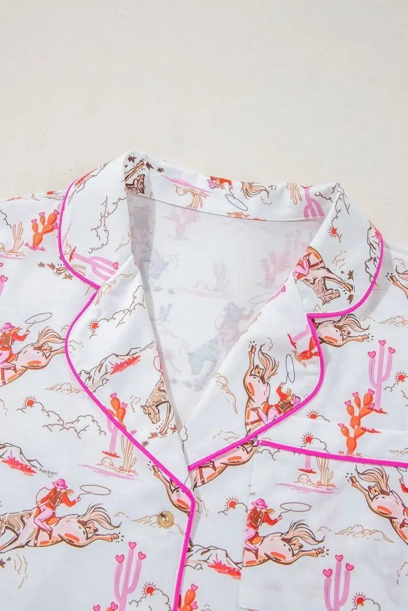 White Western-Themed Sleepwear Set - Love Salve 