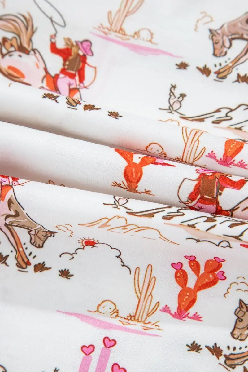 White Western-Themed Sleepwear Set - Love Salve 
