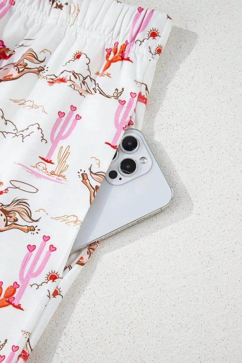 White Western-Themed Sleepwear Set - Love Salve 