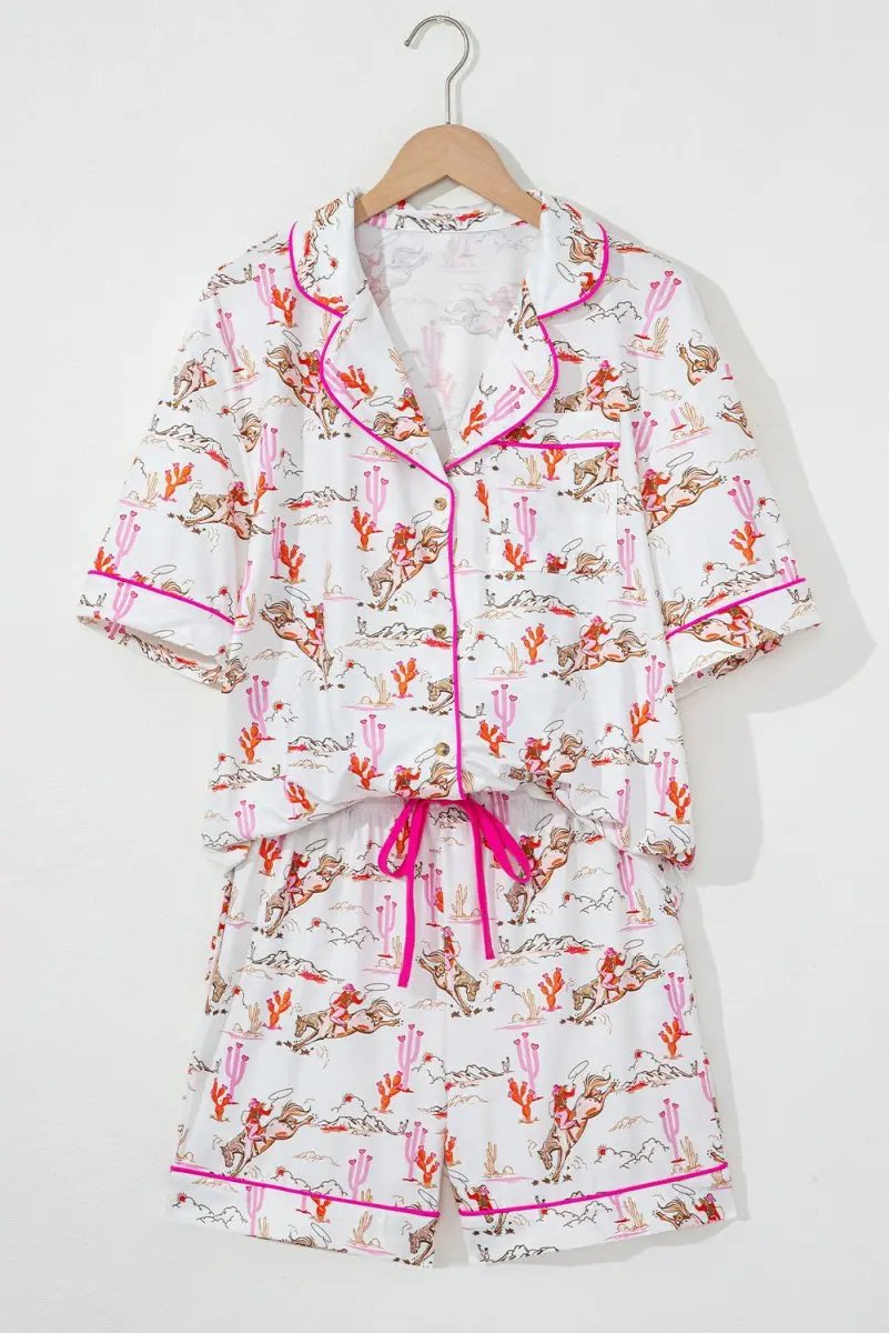 White Western-Themed Sleepwear Set - Love Salve 