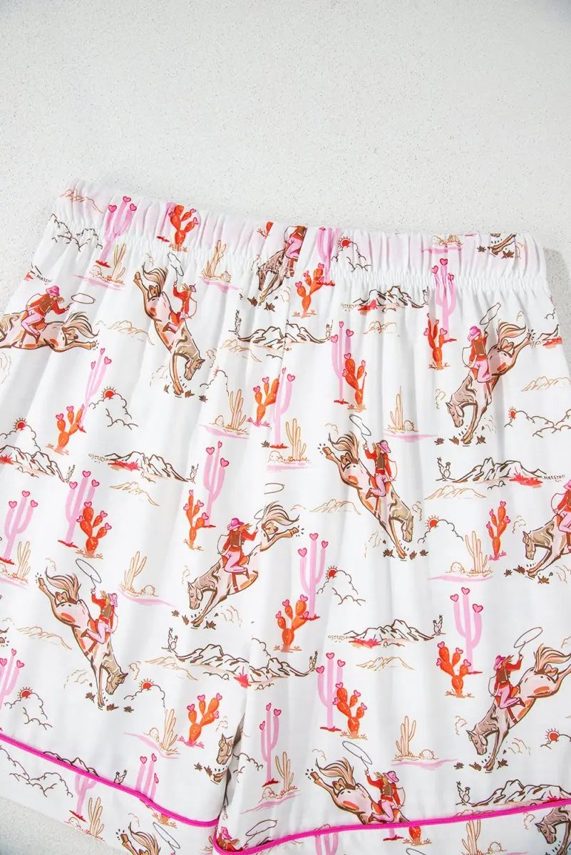 White Western-Themed Sleepwear Set - Love Salve 