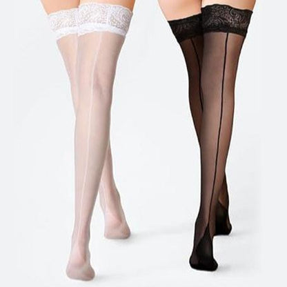 Black Lace Sexy Stockings with Elegant Thigh High Design