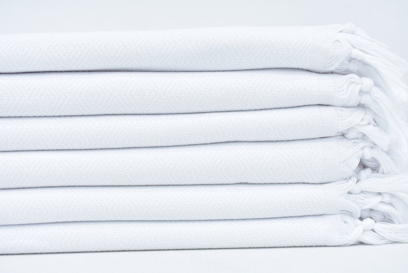 Venice White Turkish Towel 100 Percent Turkish Cotton 40 Inch by 70 Inch Quick Drying Sand Resistant Eco Friendly Lightweight - Love Salve 