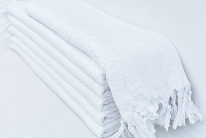 Venice White Turkish Towel 100 Percent Turkish Cotton 40 Inch by 70 Inch Quick Drying Sand Resistant Eco Friendly Lightweight - Love Salve 