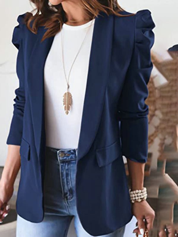 Women's Casual Commuting Long - Sleeved Shoulder Pad Puff Sleeve Slim Suit - Love Salve