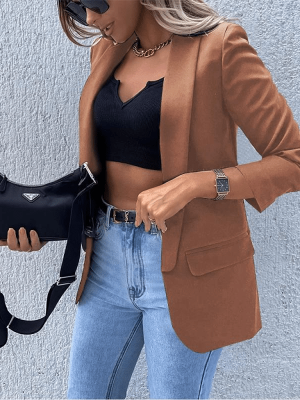 Women's New Solid Color Small Suit Long Sleeve Top for Fall - Love Salve