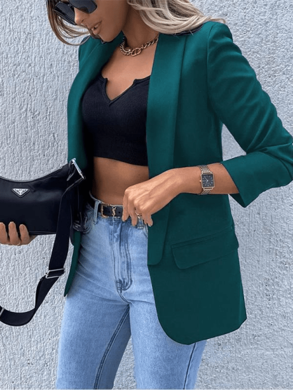 Women's New Solid Color Small Suit Long Sleeve Top for Fall - Love Salve