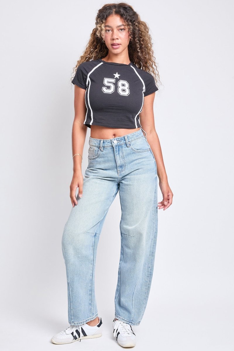 Women's Rigid Detailed Barrel Jeans - Love Salve