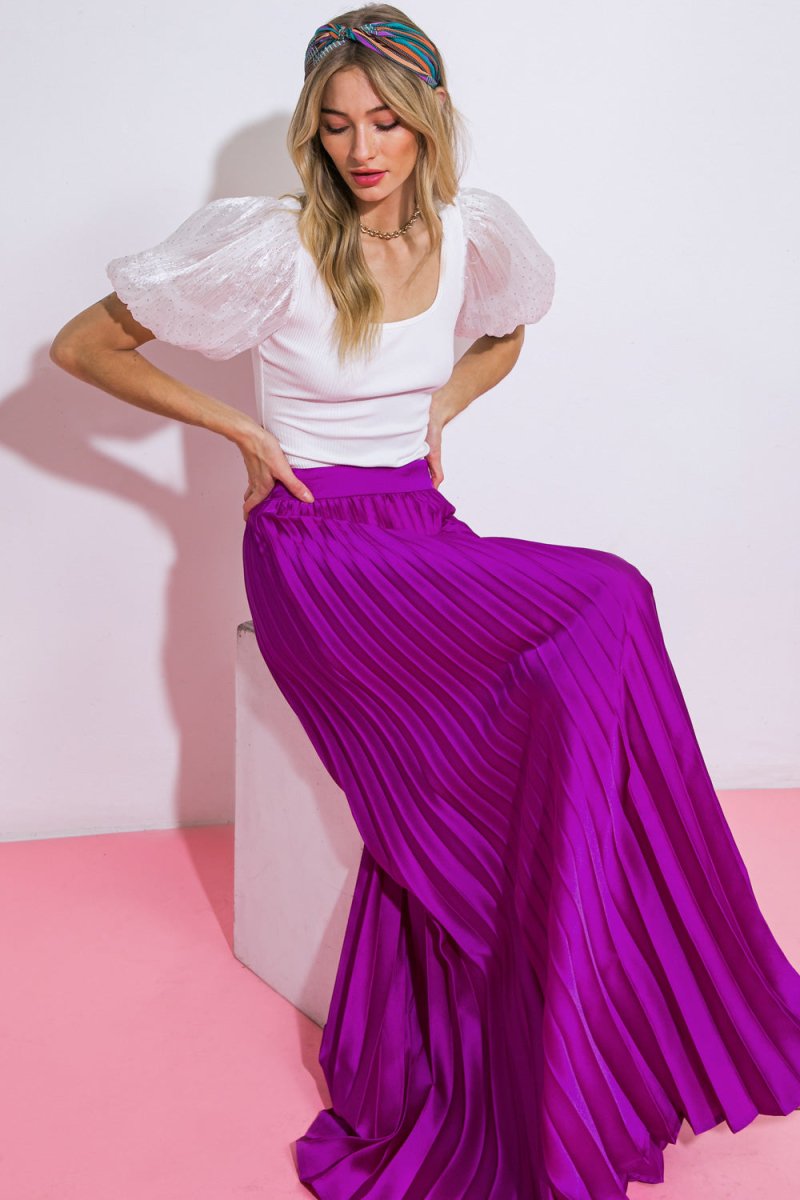 WONDERFUL WISHES SATIN MAXI SKIRT - Love Salve