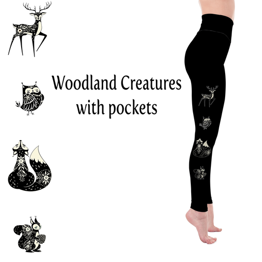 Woodland Creature Handmade Leggings with Pockets MM