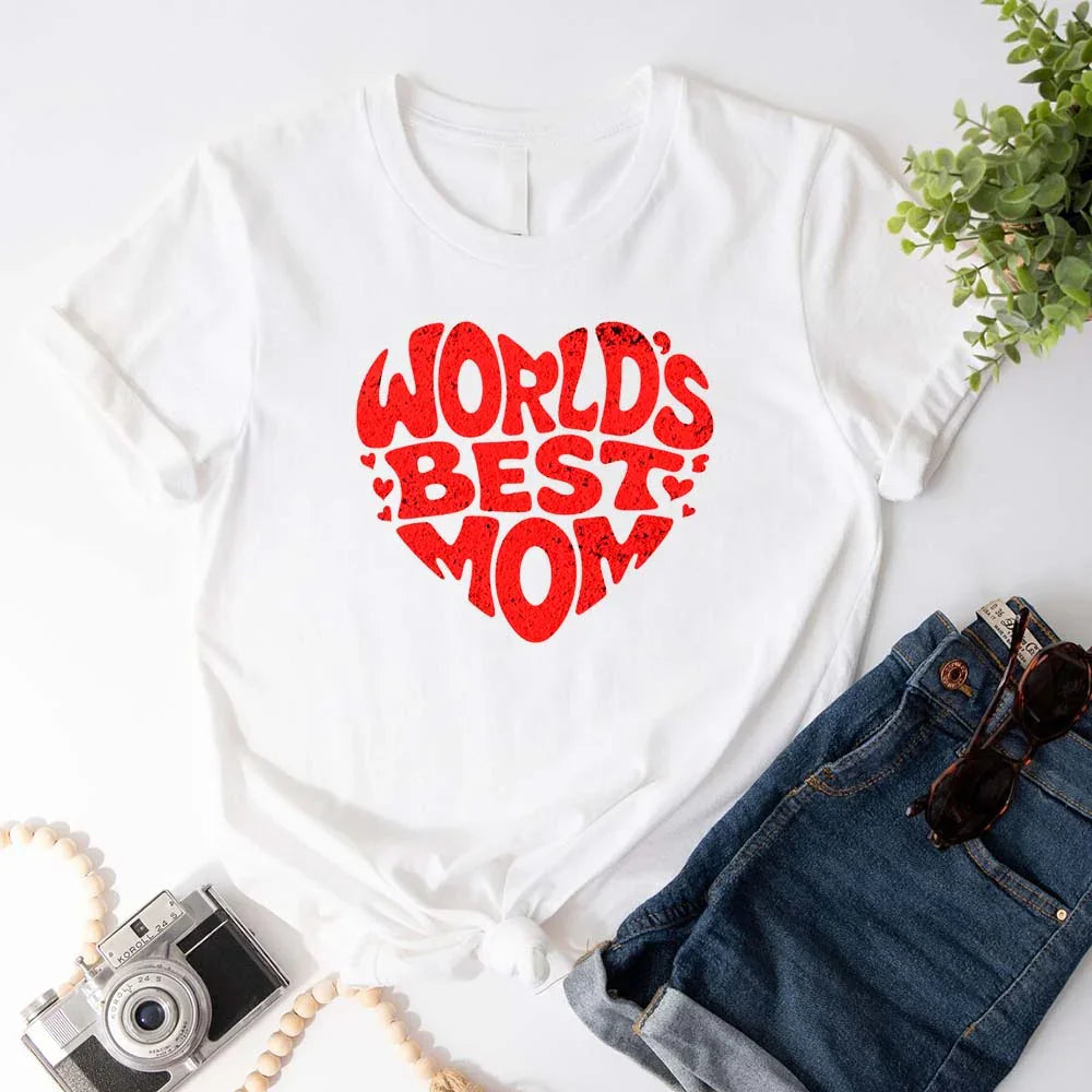 Adorb.co "World's Best Mom" T-shirt, styled for a casual look, a versatile Funny Mom Tee for Super Moms.
