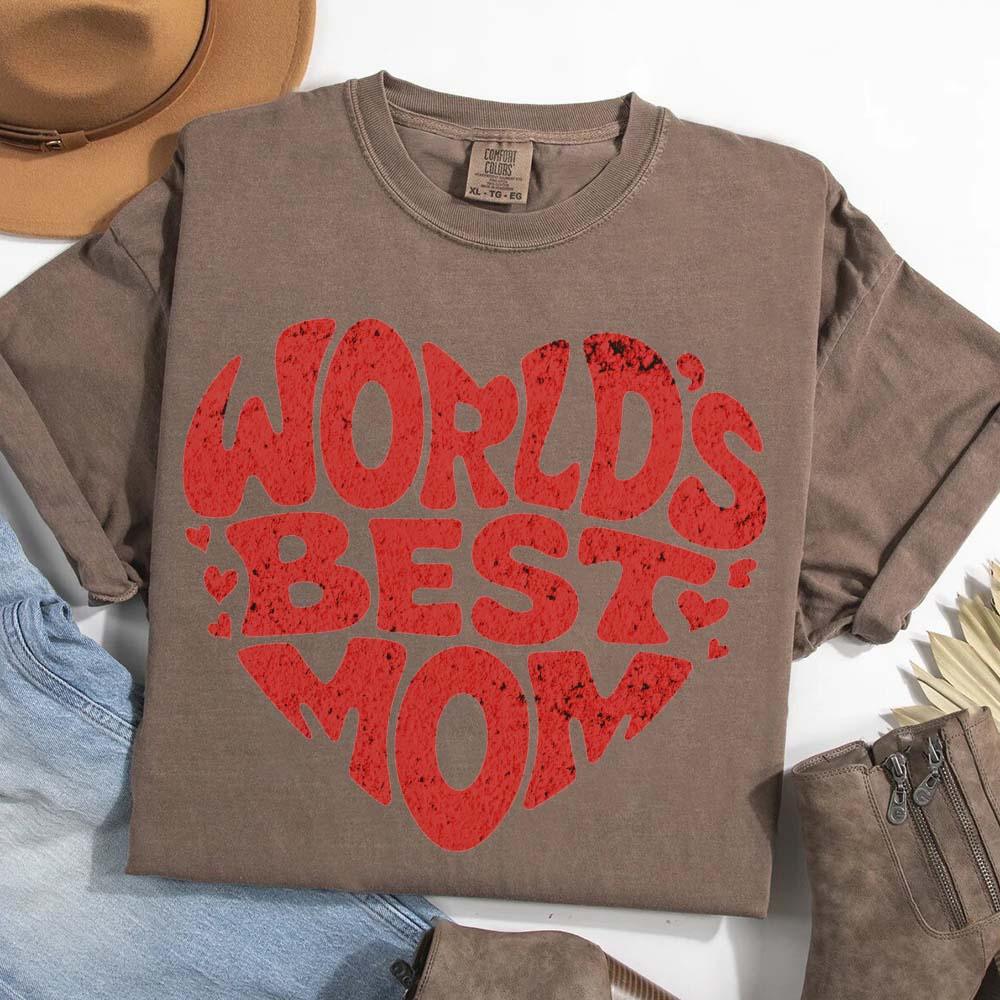 Adorb.co "World's Best Mom" T-shirt, showcasing its stylish design and quality fabric. A thoughtful Gift For Mom.