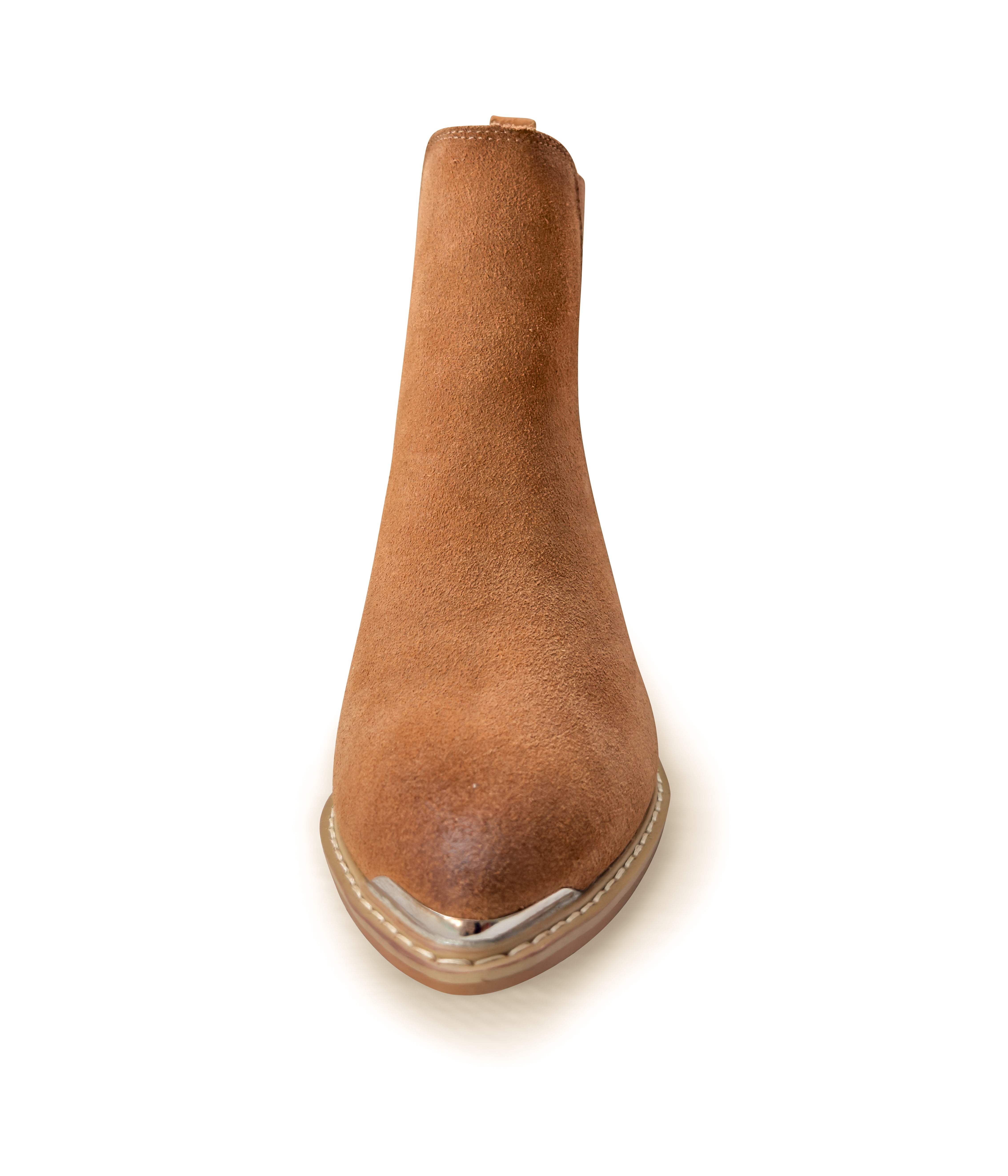 Wylie Suede Ankle Boot Tan With Elastic Sides 1.5in Heel Naughty Monkey