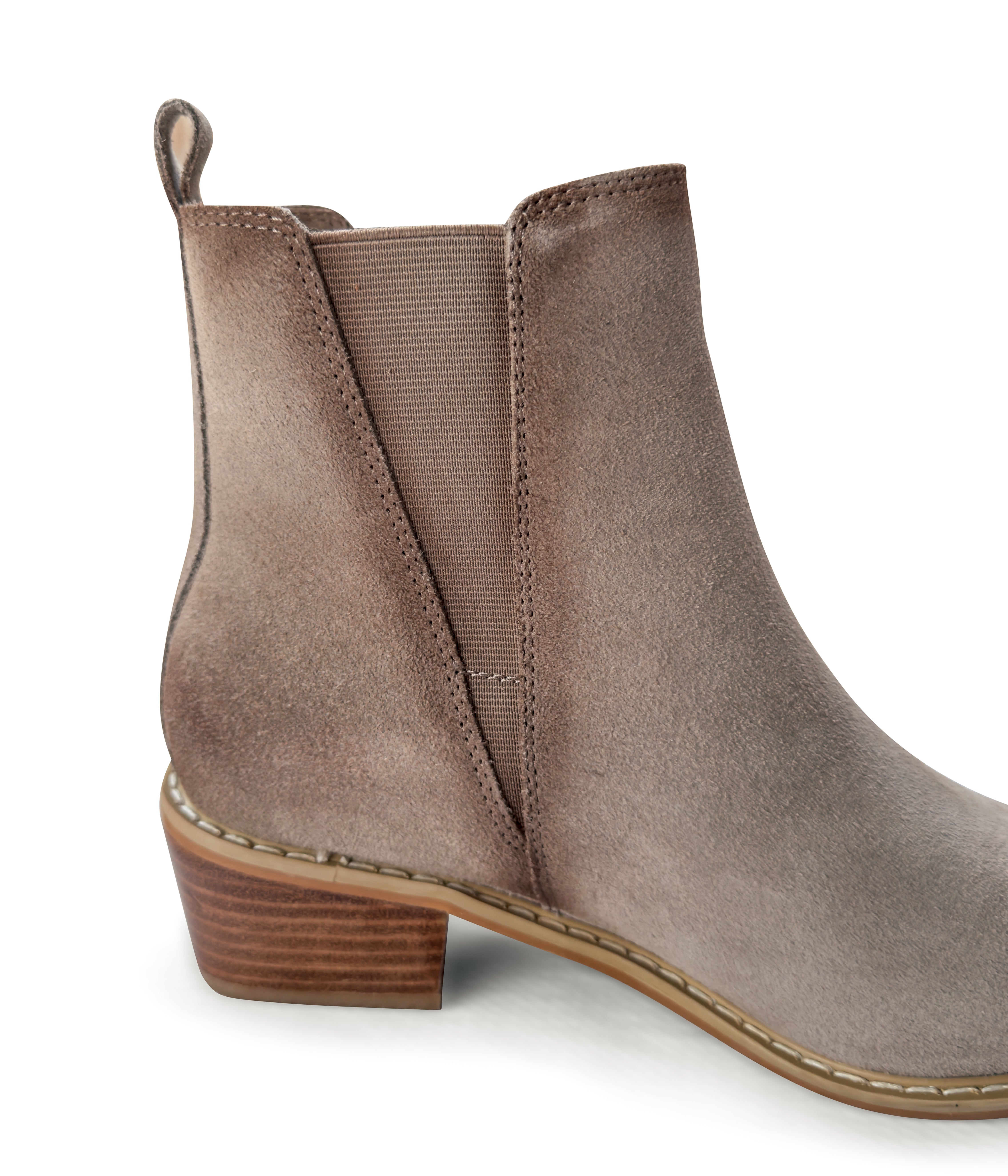 Wylie Suede Ankle Boot Taupe Cushioned Footbed Pull On Naughty Monkey