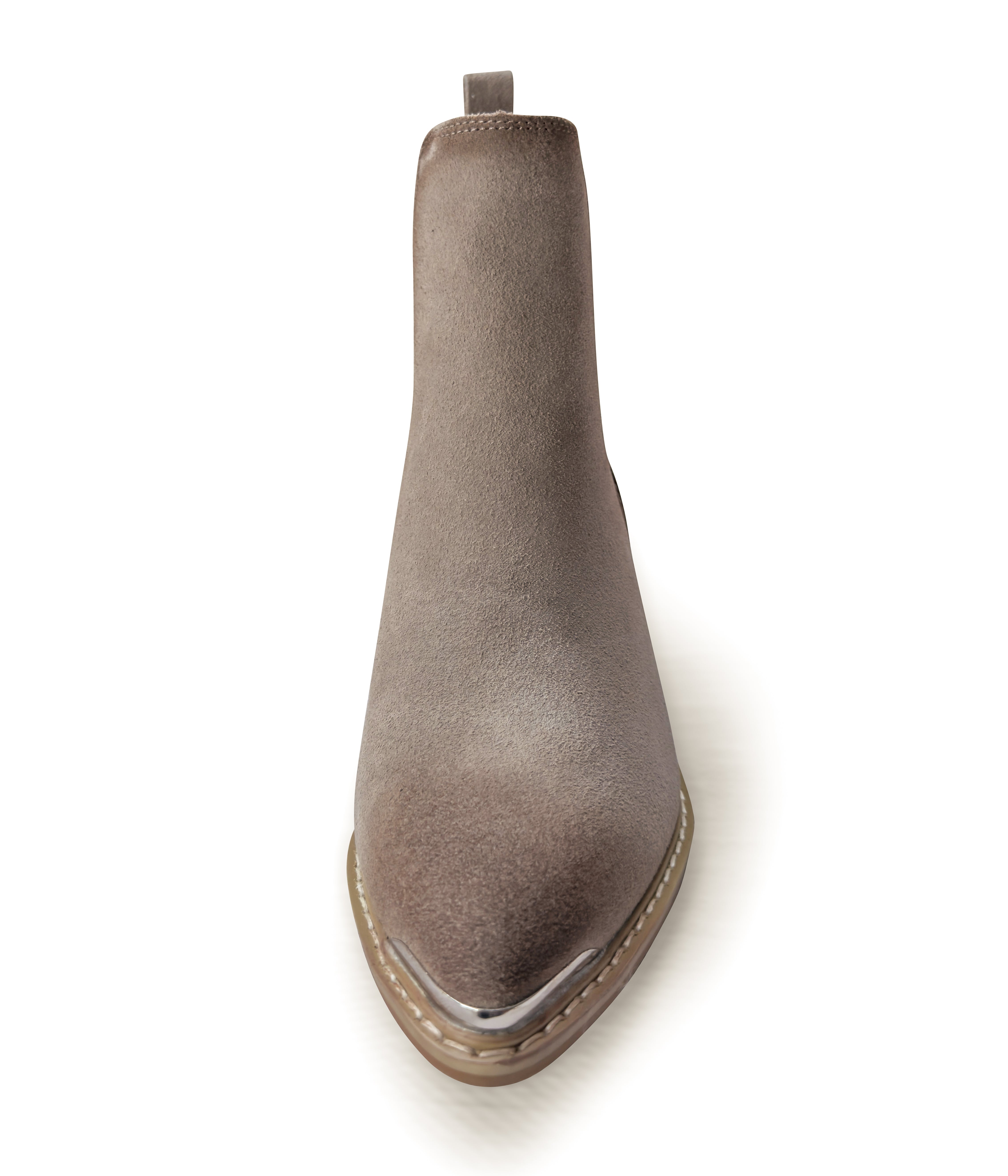 Wylie Suede Ankle Boot Taupe Cushioned Footbed Pull On Naughty Monkey