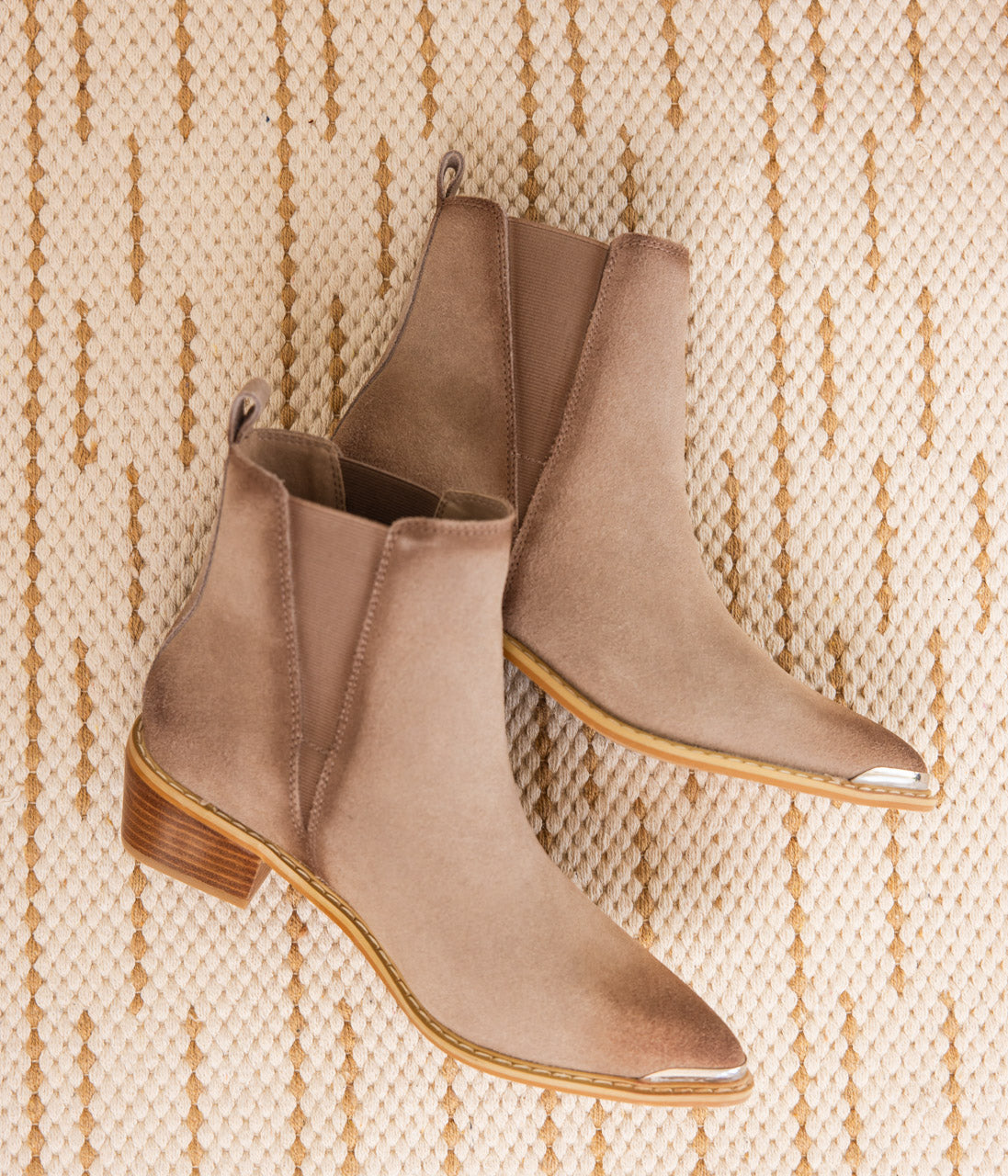 Wylie Suede Ankle Boot Taupe Cushioned Footbed Pull On Naughty Monkey