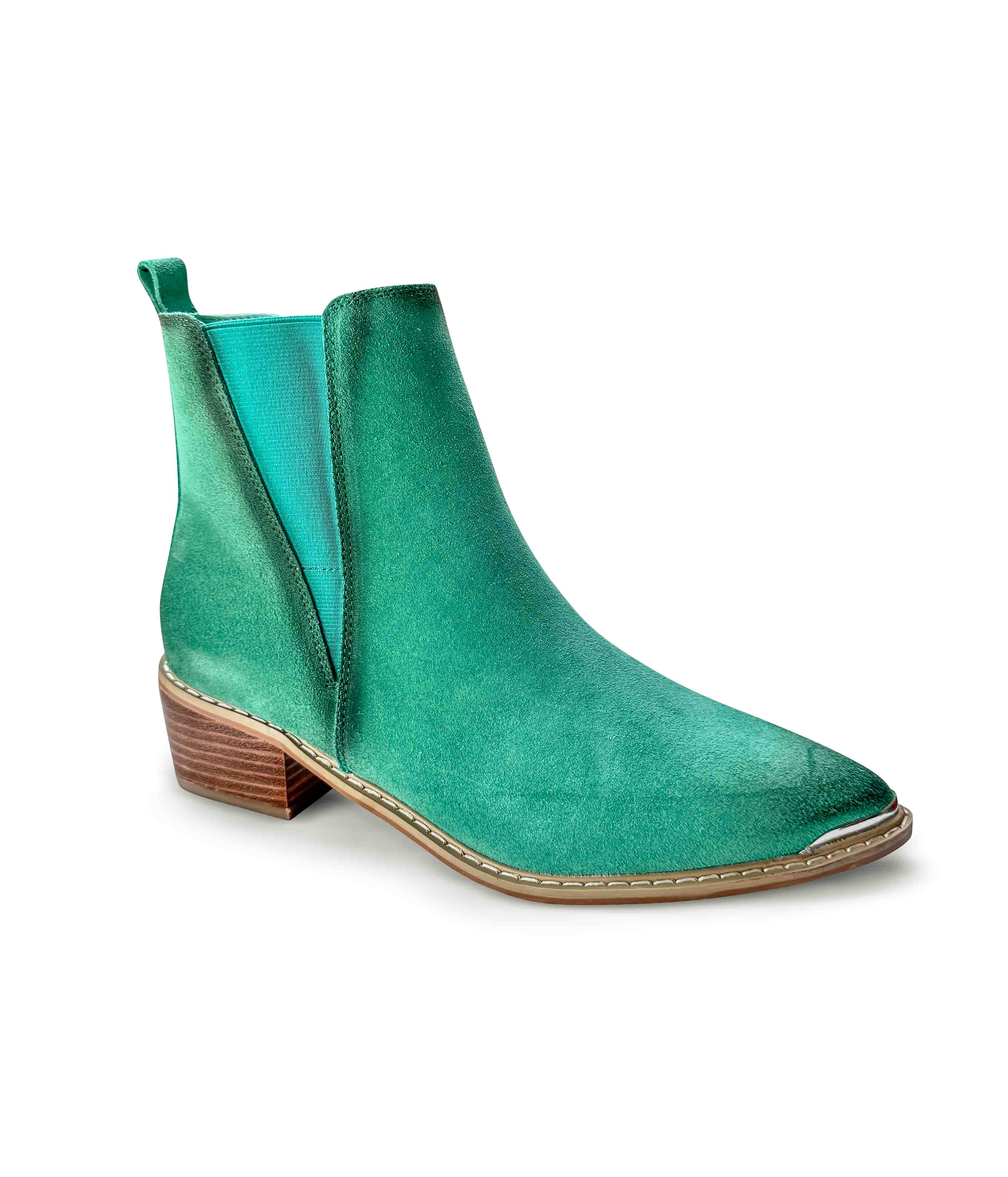 Wylie Teal Suede Ankle Boots With Cushioned Footbed Naughty Monkey