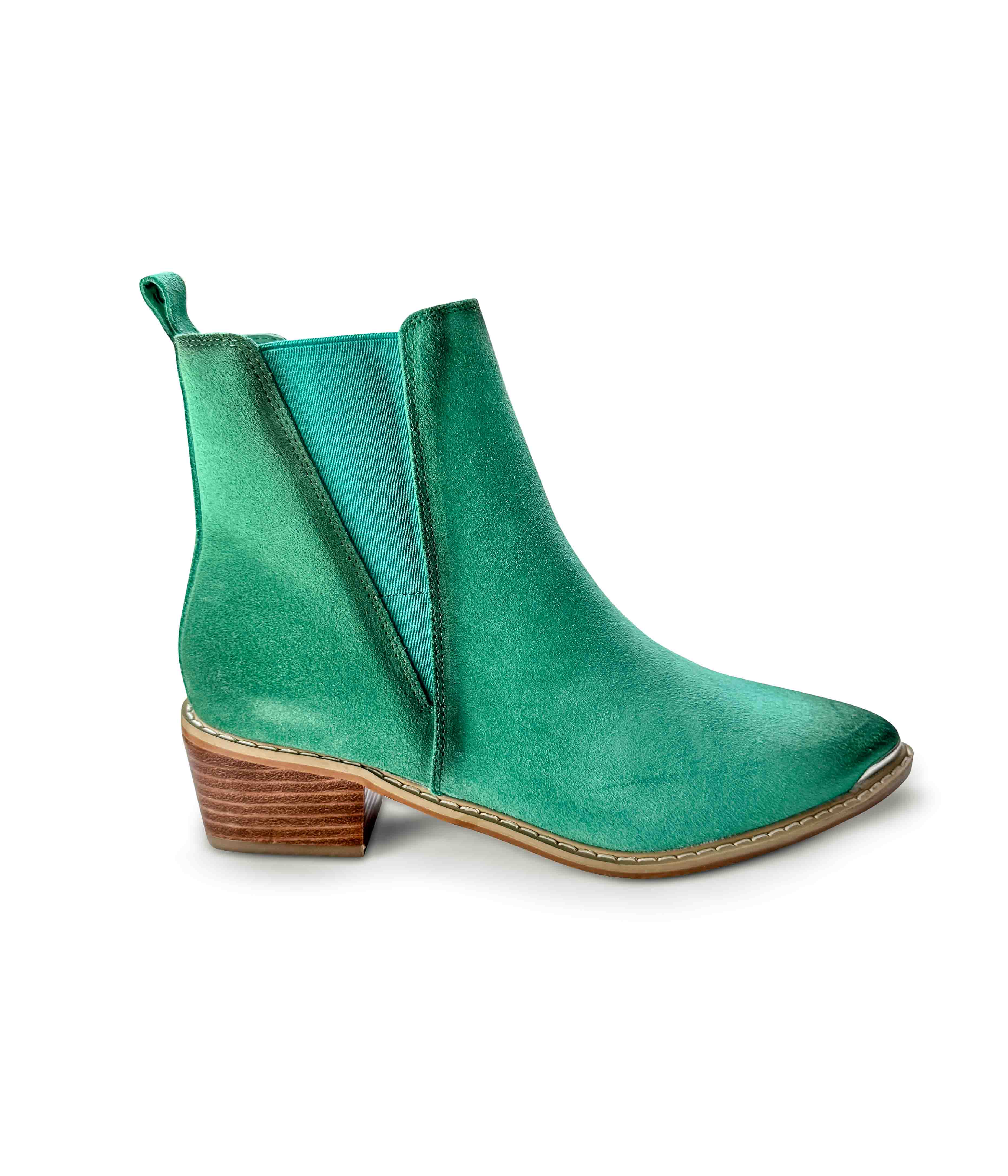 Wylie Teal Suede Ankle Boots With Cushioned Footbed Naughty Monkey