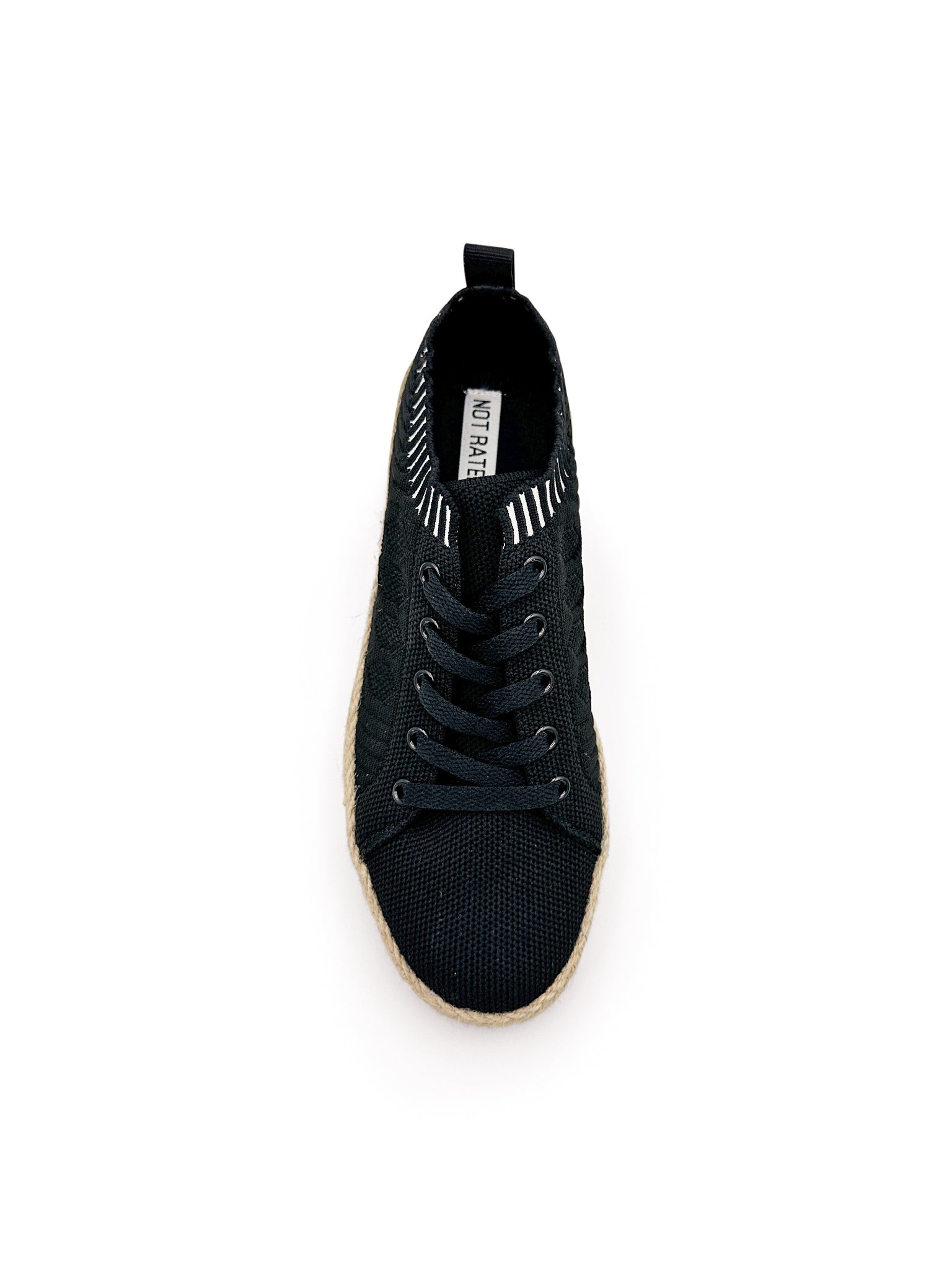 Yaras Sneakers Black Knit Upper Espadrille Platform Jute Naughty Monkey