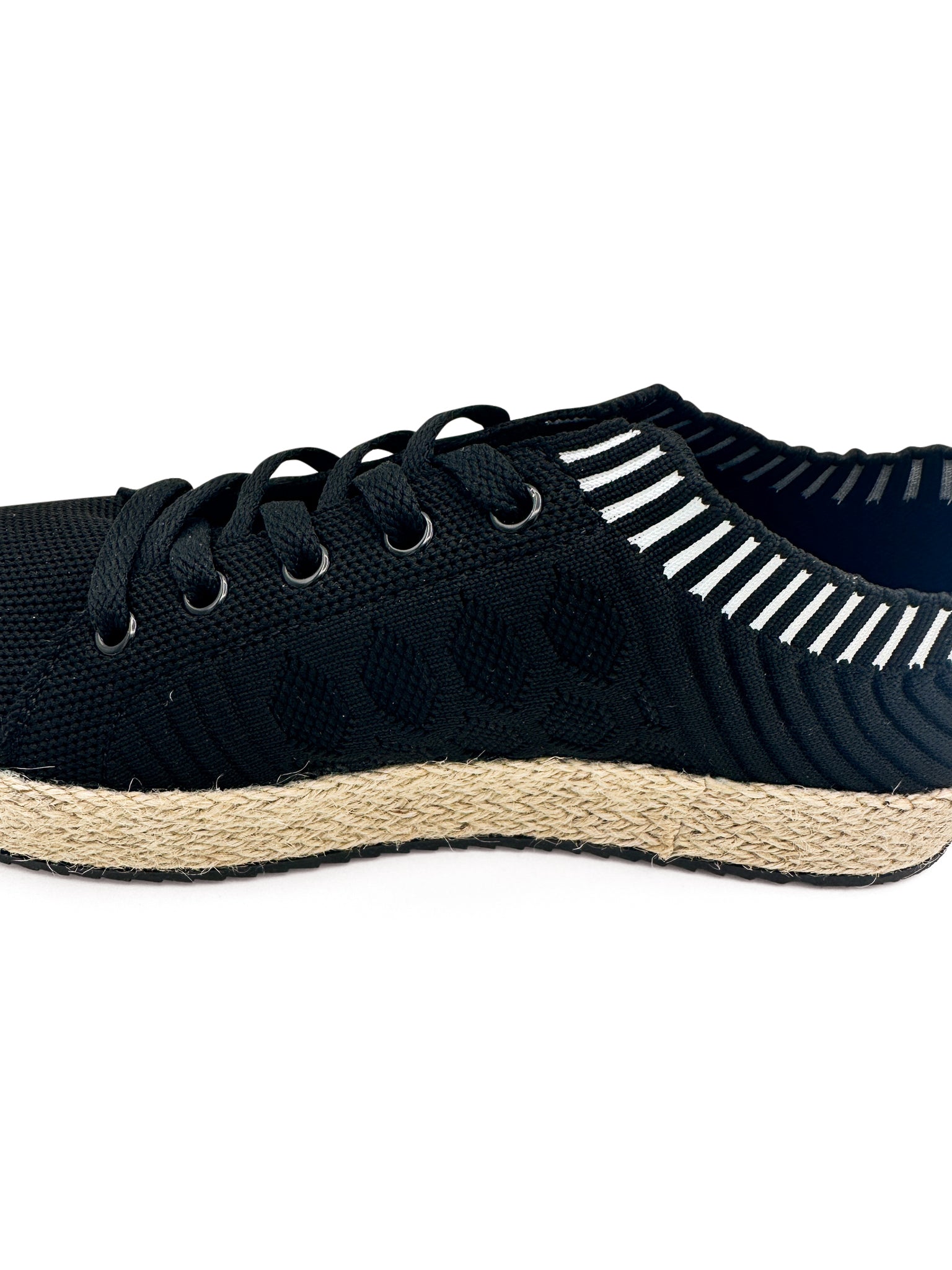 Yaras Sneakers Black Knit Upper Espadrille Platform Jute Naughty Monkey