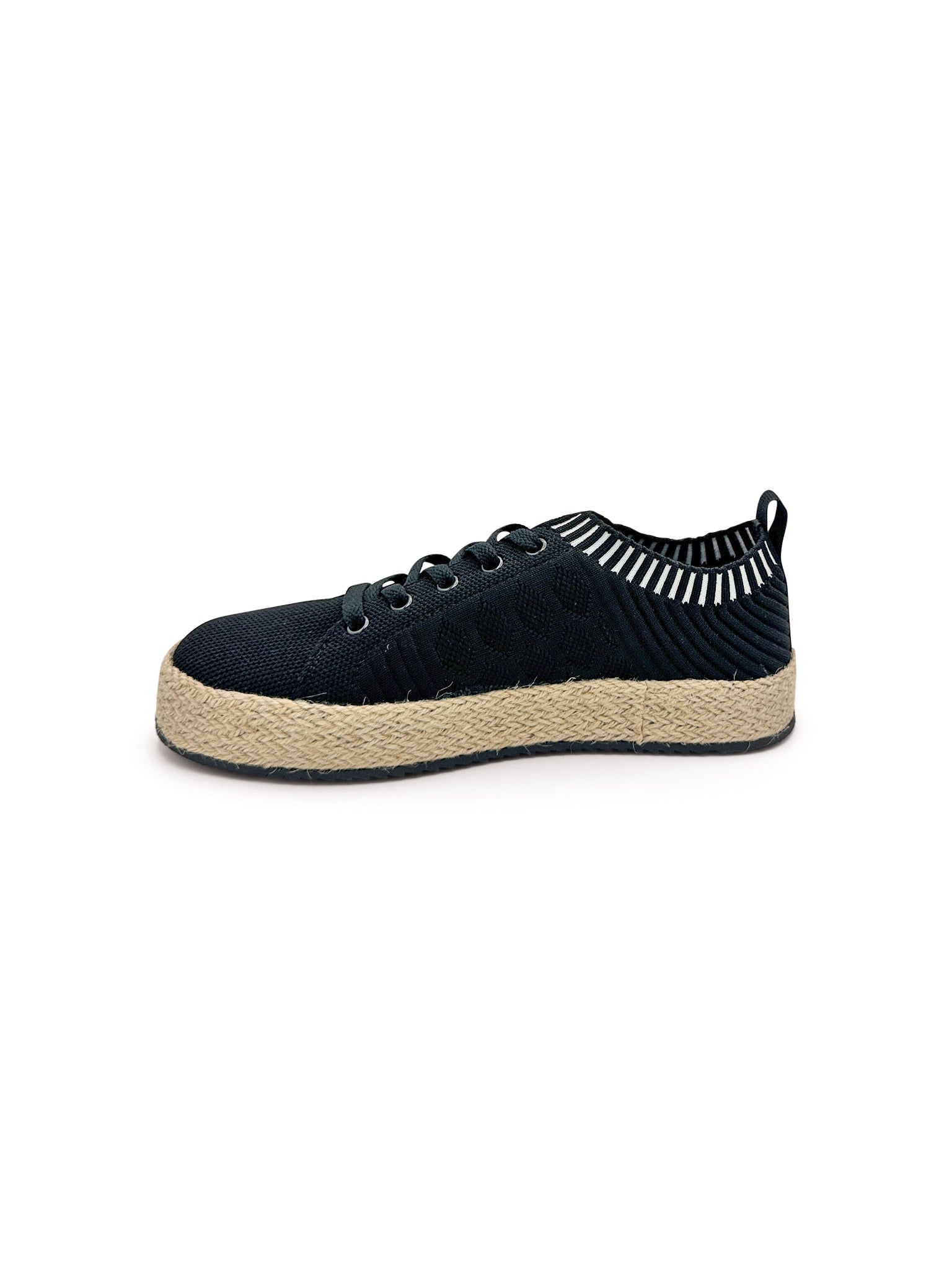 Yaras Sneakers Black Knit Upper Espadrille Platform Jute Naughty Monkey