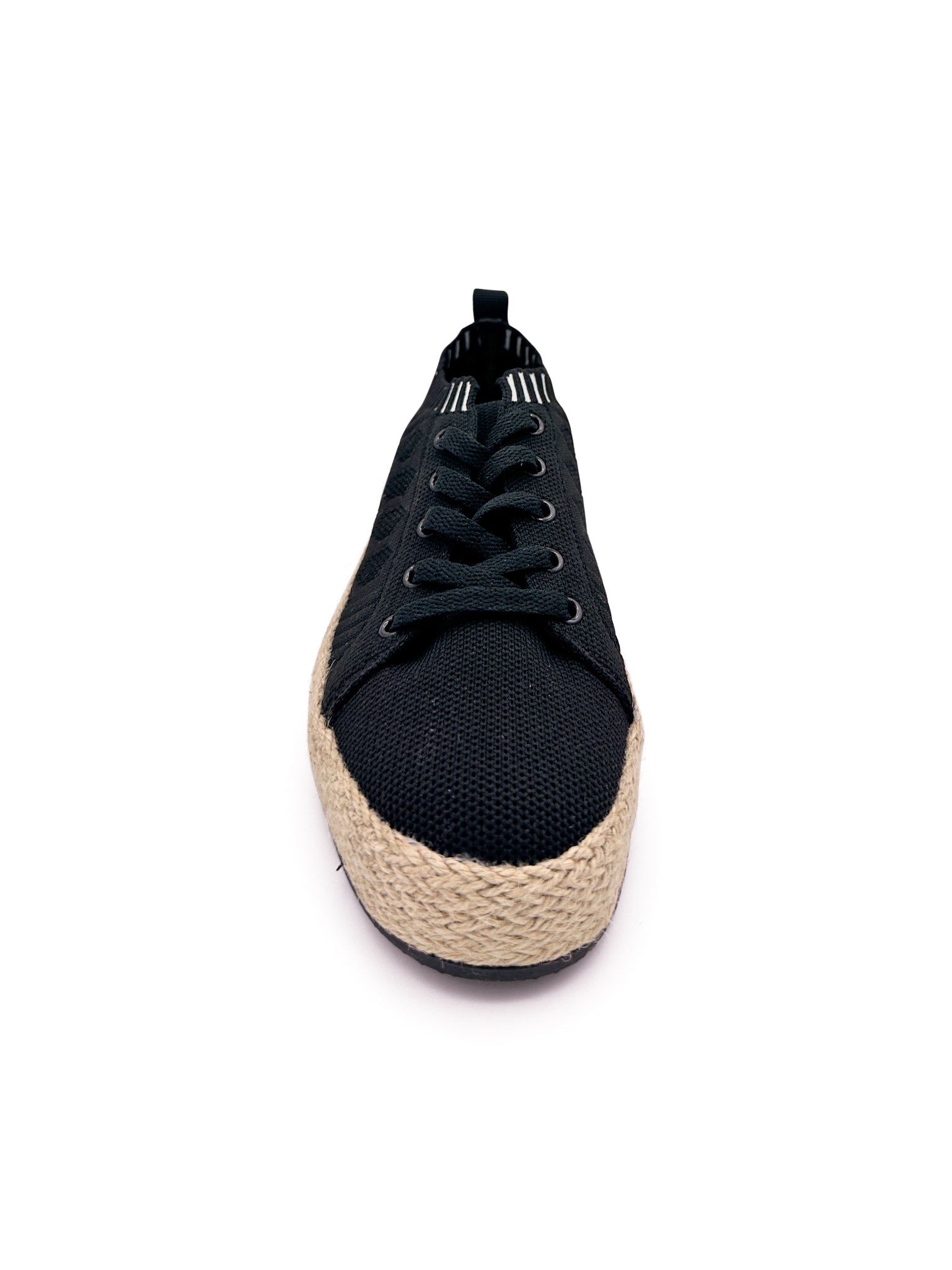 Yaras Sneakers Black Knit Upper Espadrille Platform Jute Naughty Monkey