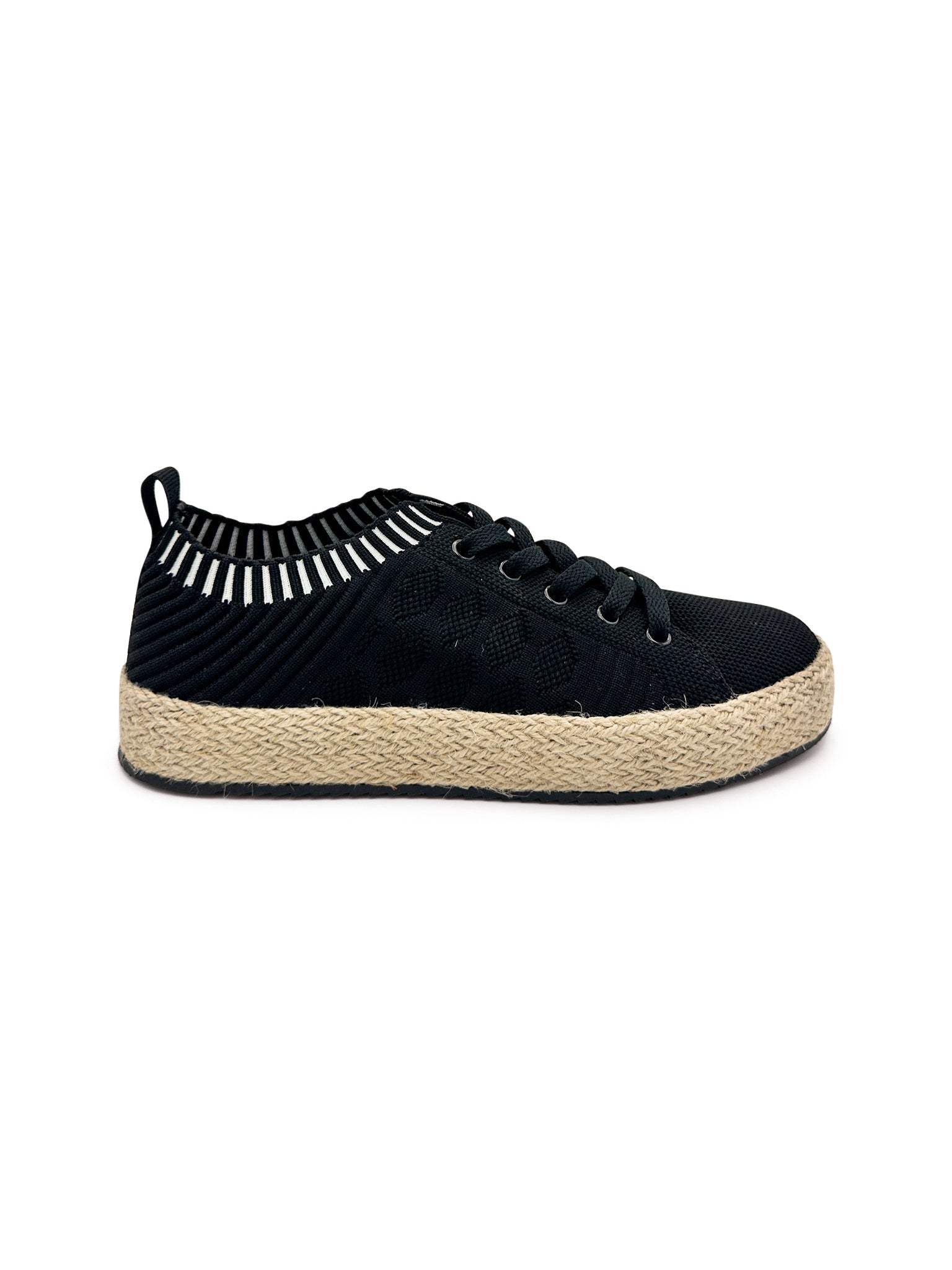 Yaras Sneakers Black Knit Upper Espadrille Platform Jute Naughty Monkey