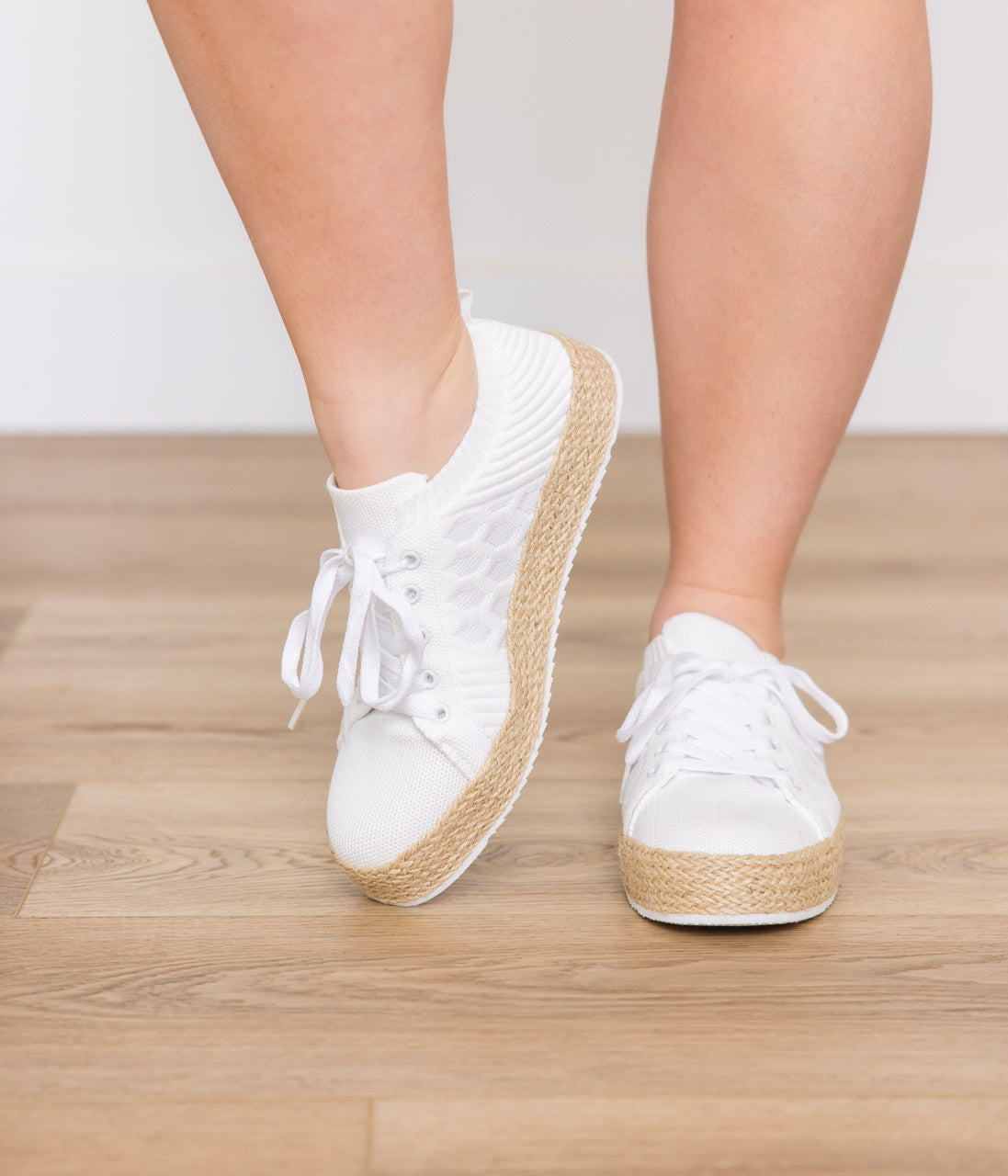 Yaras White Knit Platform Sneakers With Espadrille Sole Naughty Monkey