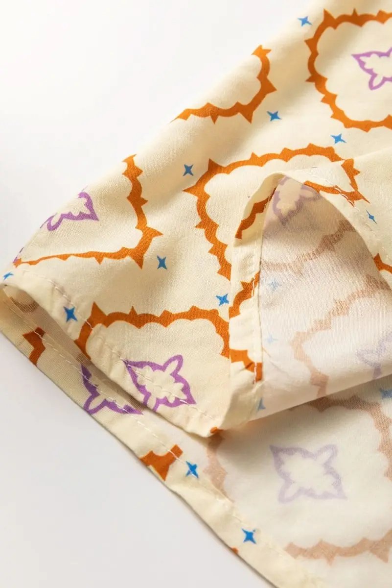 Yellow Bohemian Geometric Printed Loose Sleeve Long Kimono - Love Salve 