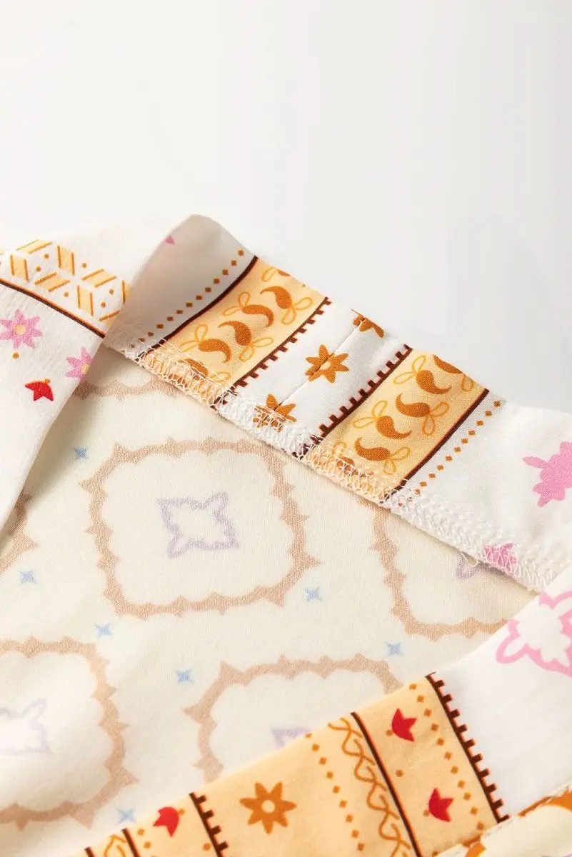 Yellow Bohemian Geometric Printed Loose Sleeve Long Kimono - Love Salve 