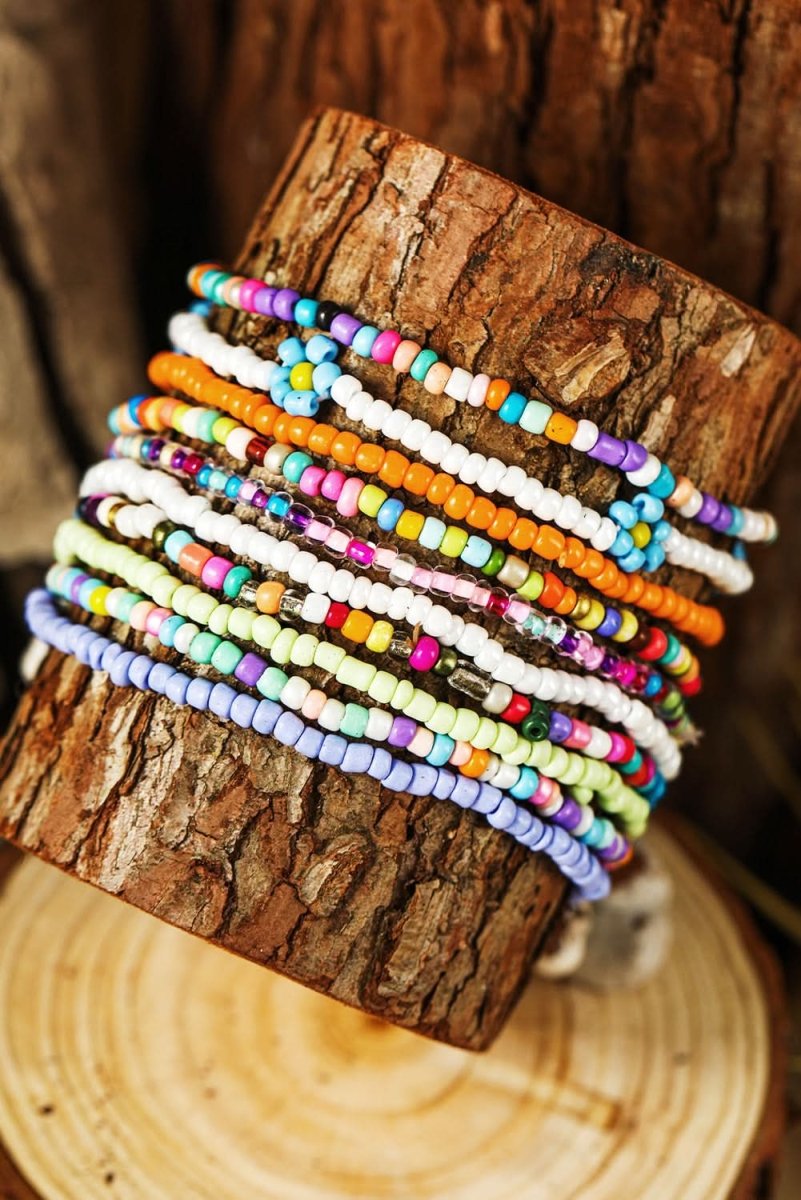 Yellow Flower Random Color Multi Layered Beaded Anklet Set - Love Salve 