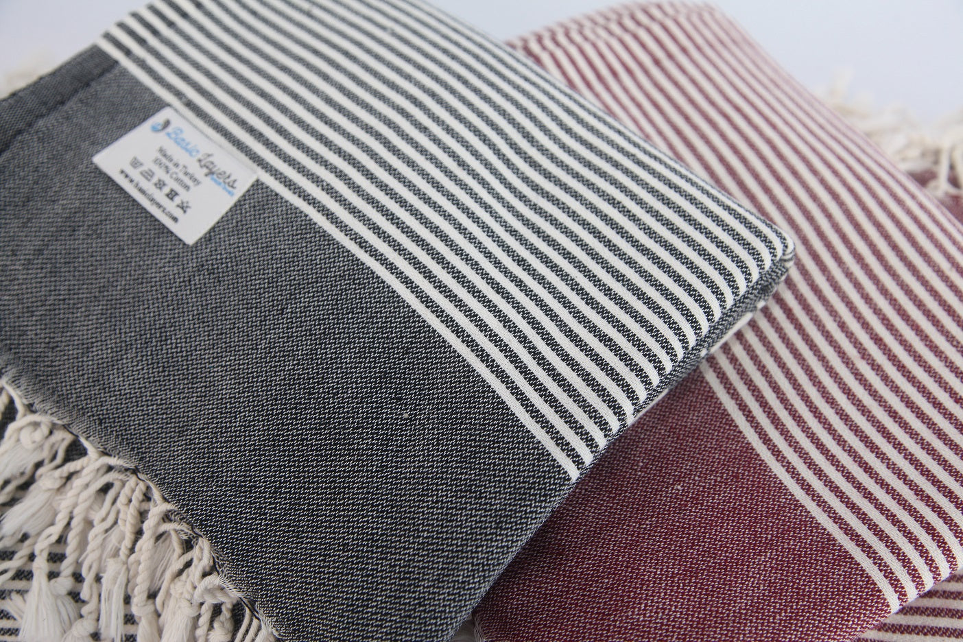Burgundy Monte Carlo Turkish Towel 40 Inch by 70 Inch Hand Loomed 100 Percent Natural Cotton - Love Salve 
