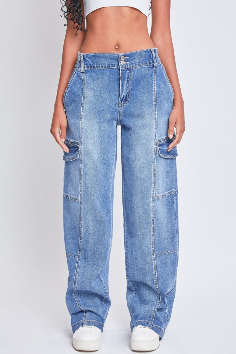 YMI Jeanswear High-Rise Straight Cargo Jeans for Women - Love Salve 