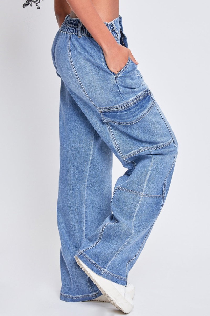 YMI Jeanswear High-Rise Straight Cargo Jeans for Women - Love Salve 