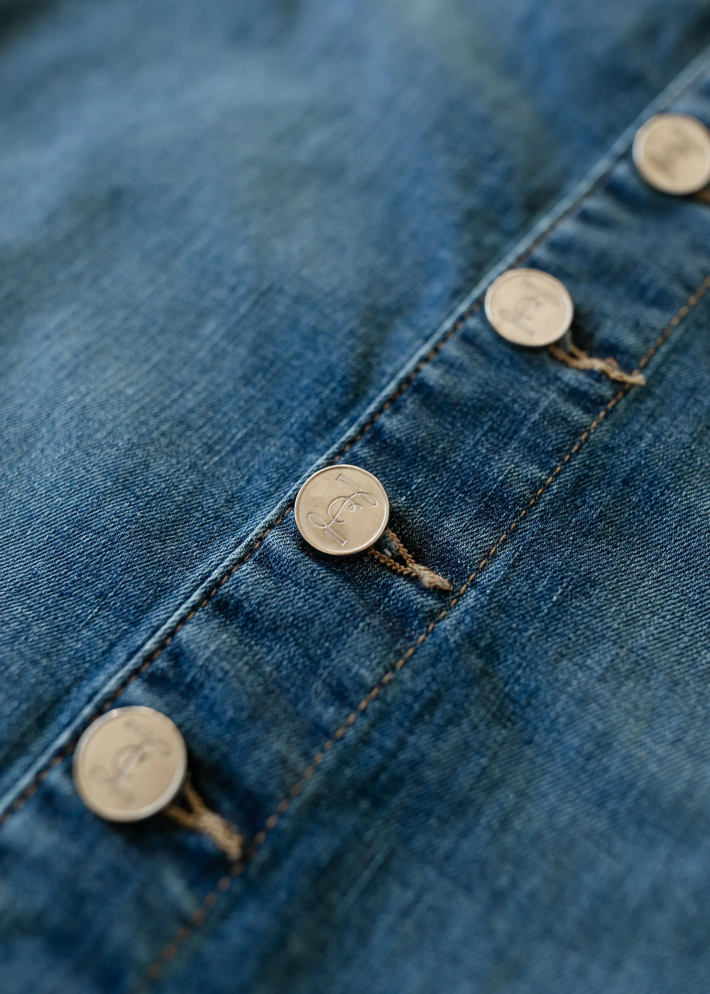 Zana Front Button Denim Midi Skirt Inherit Co.