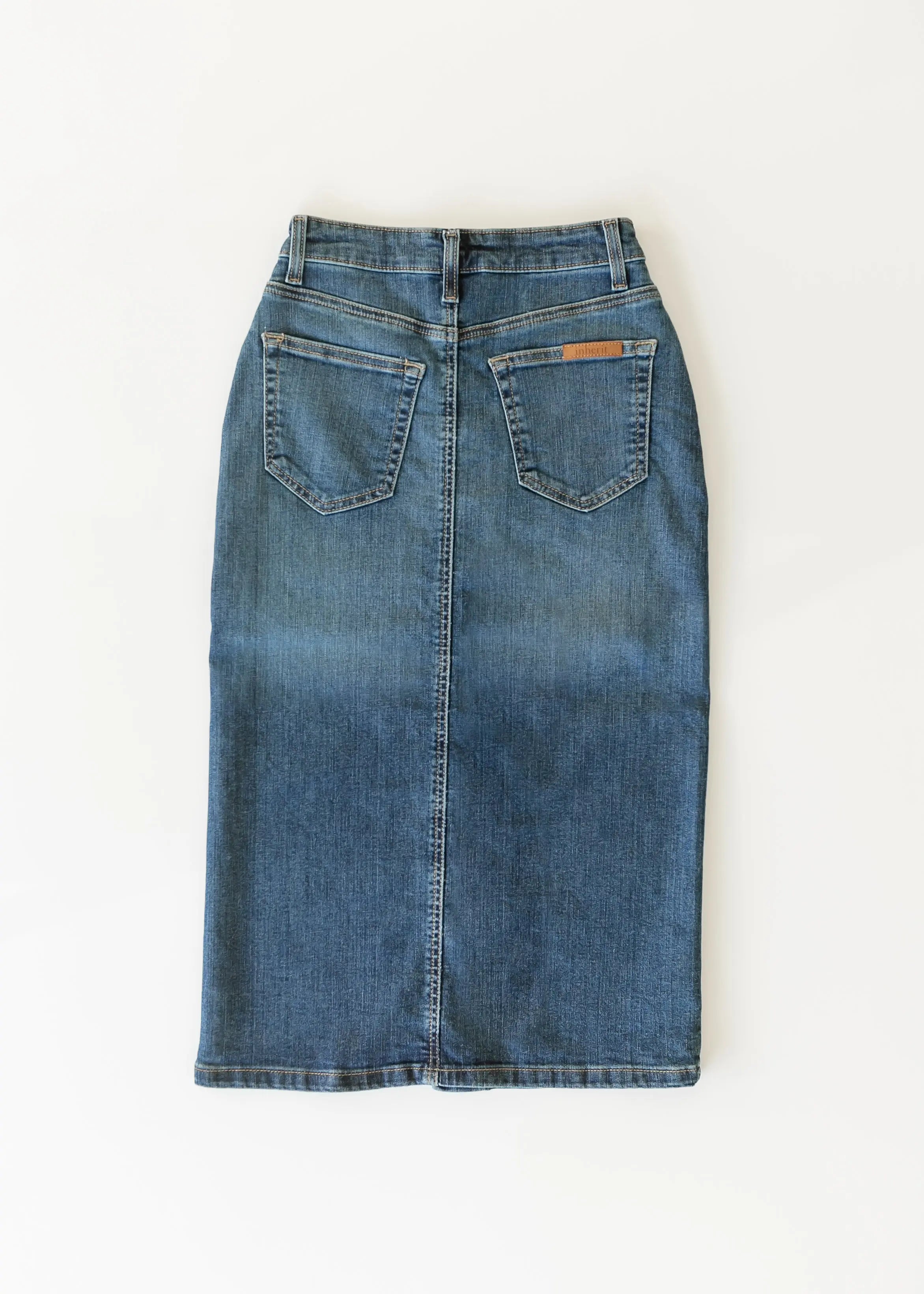 Zana Front Button Denim Midi Skirt Inherit Co.