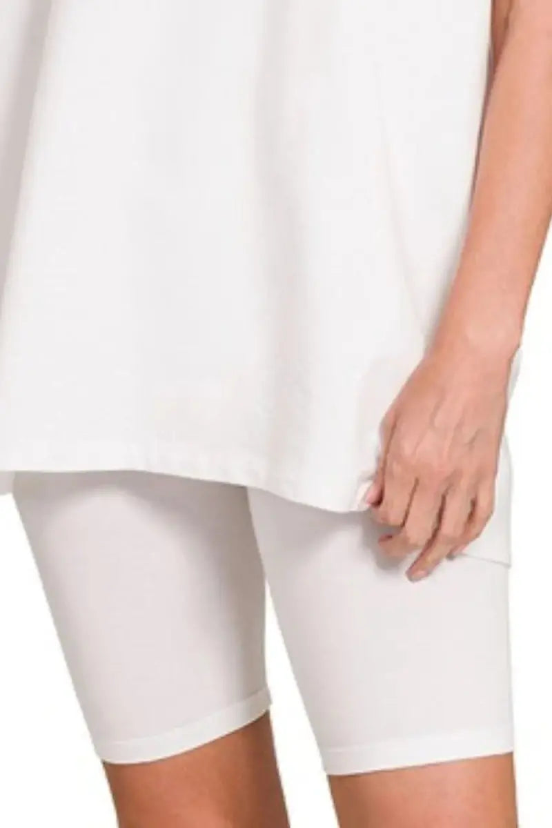 Zenana Cotton Round Neck Top & Biker Shorts - Love Salve