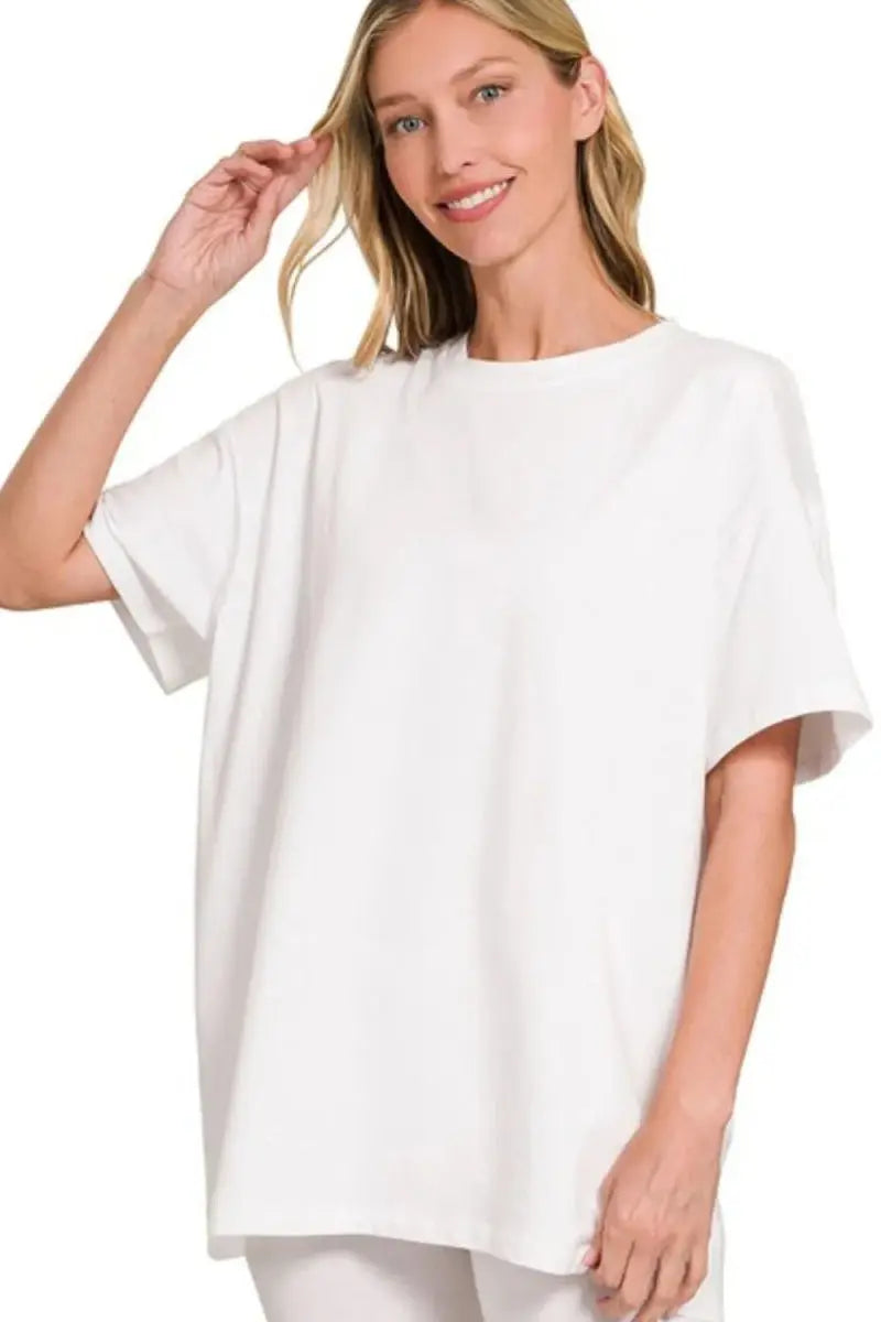 Zenana Cotton Round Neck Top & Biker Shorts - Love Salve