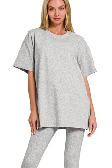 Zenana Cotton Round Neck Top & Legging Set - Love Salve