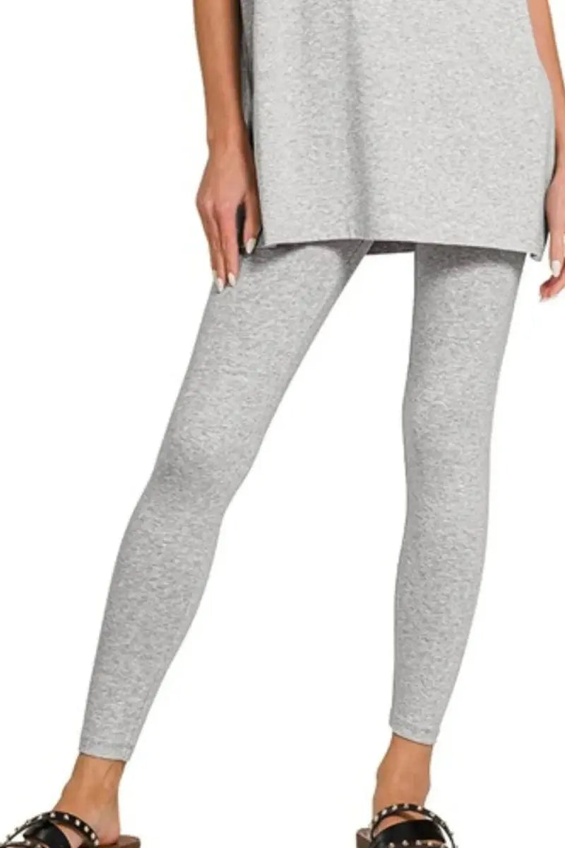 Zenana Cotton Round Neck Top & Legging Set - Love Salve