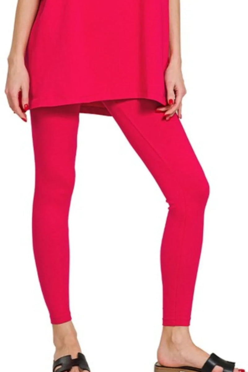Zenana Cotton Round Neck Top & Legging Set - Love Salve