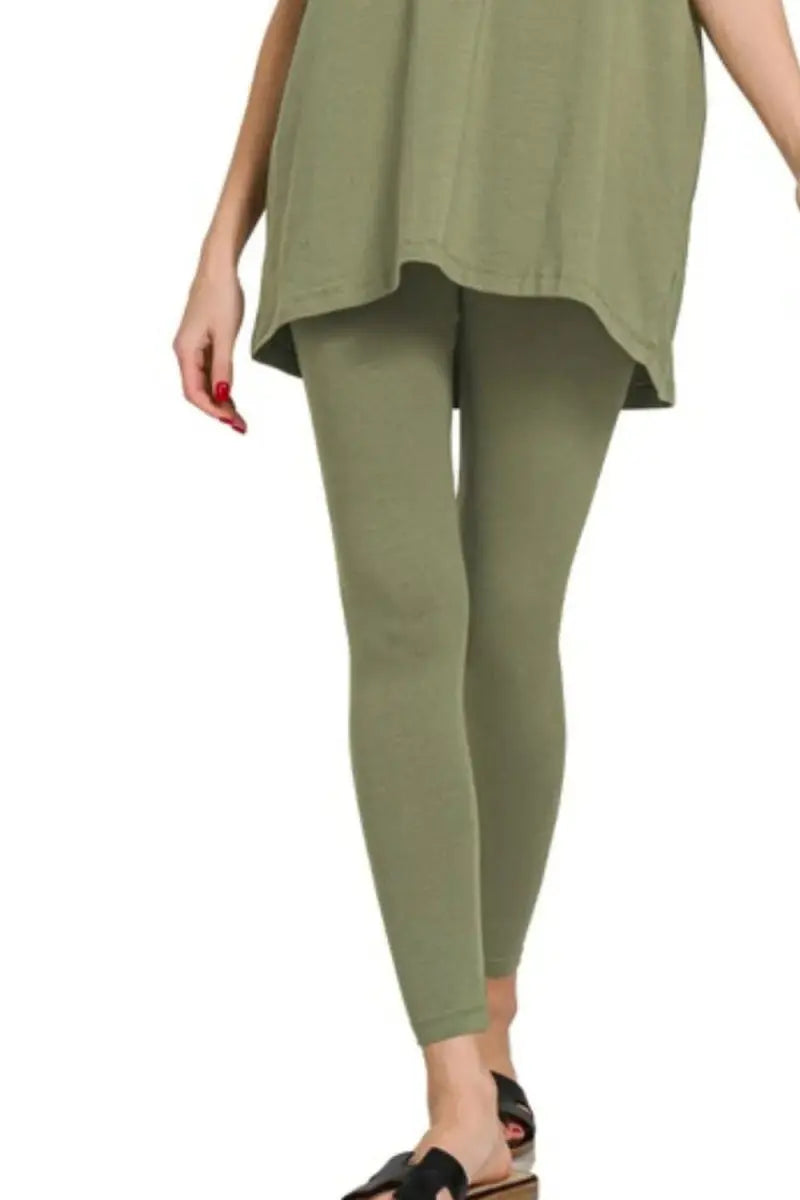 Zenana Cotton Round Neck Top & Legging Set - Love Salve