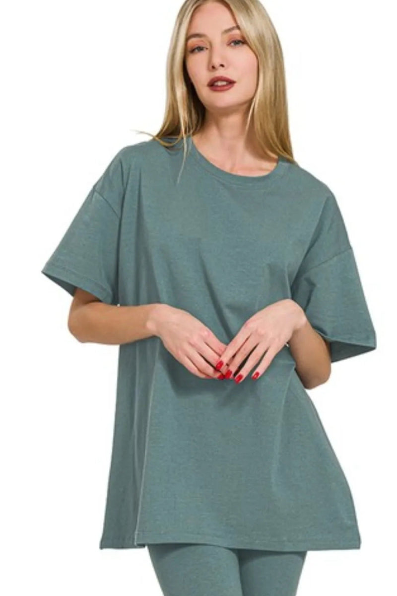 Zenana Cotton Round Neck Top & Legging Set - Love Salve