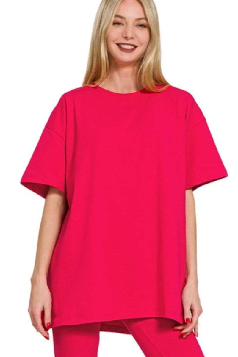 Zenana Cotton Round Neck Top & Legging Set - Love Salve