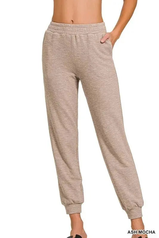 Zenana Cotton Slub Jogger Pants for Comfort and Style - Love Salve 