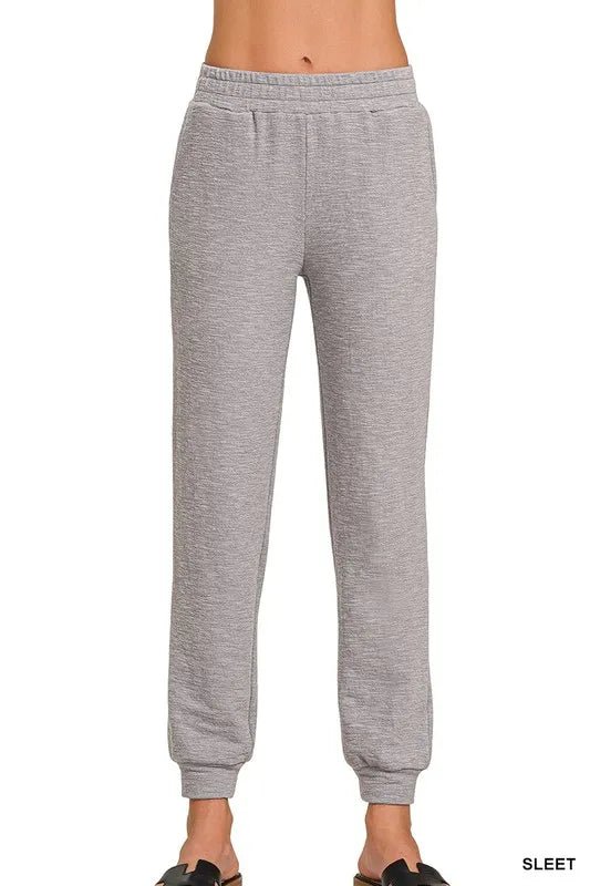 Zenana Cotton Slub Jogger Pants for Comfortable Casual Wear - Love Salve 